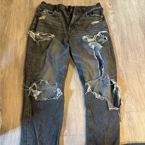 American Eagle Outfitters Black Jeans VERY RIPPED